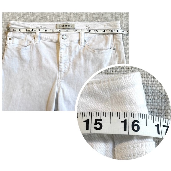 LIVERPOOL Crop Flare Hannah Jeans Embroidered Eyelet Raw Hem Pants Stretch 8 29 - Picture 13 of 16